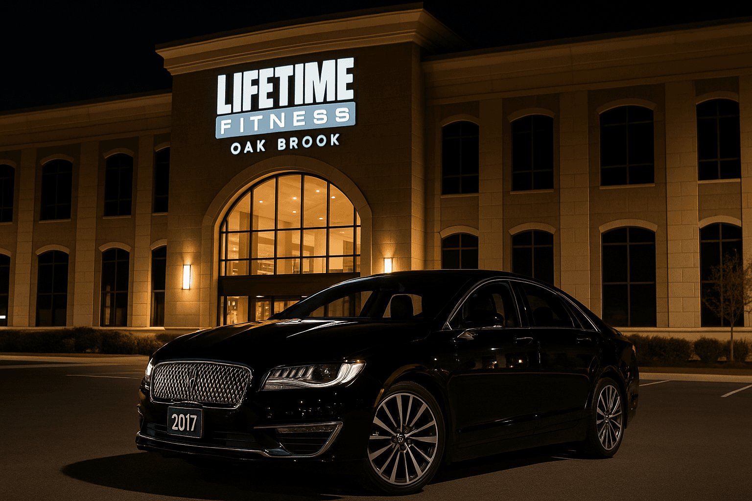 Lincoln MKZ sedan staged curbside at night